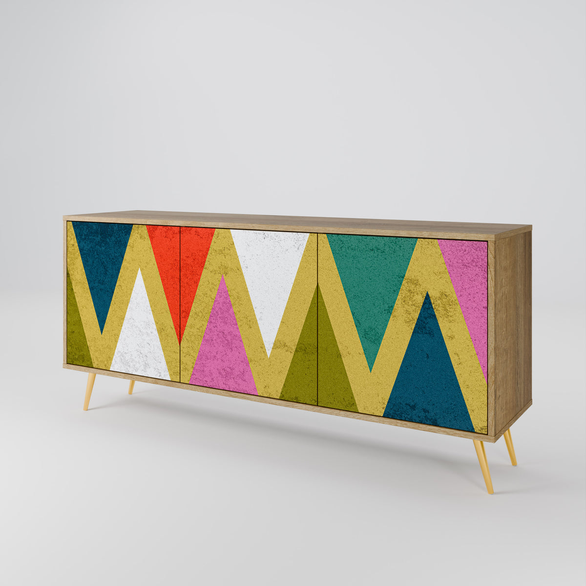 COLORFUL TRIANGLES Skänk med tre dörrar