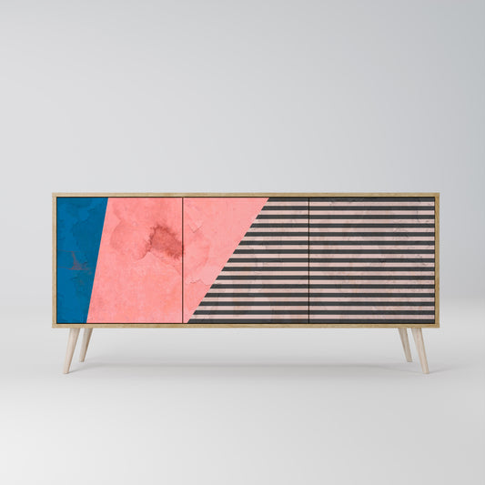 GLAMOROUS STRIPE 3-Door Sideboard in Oak Effect
