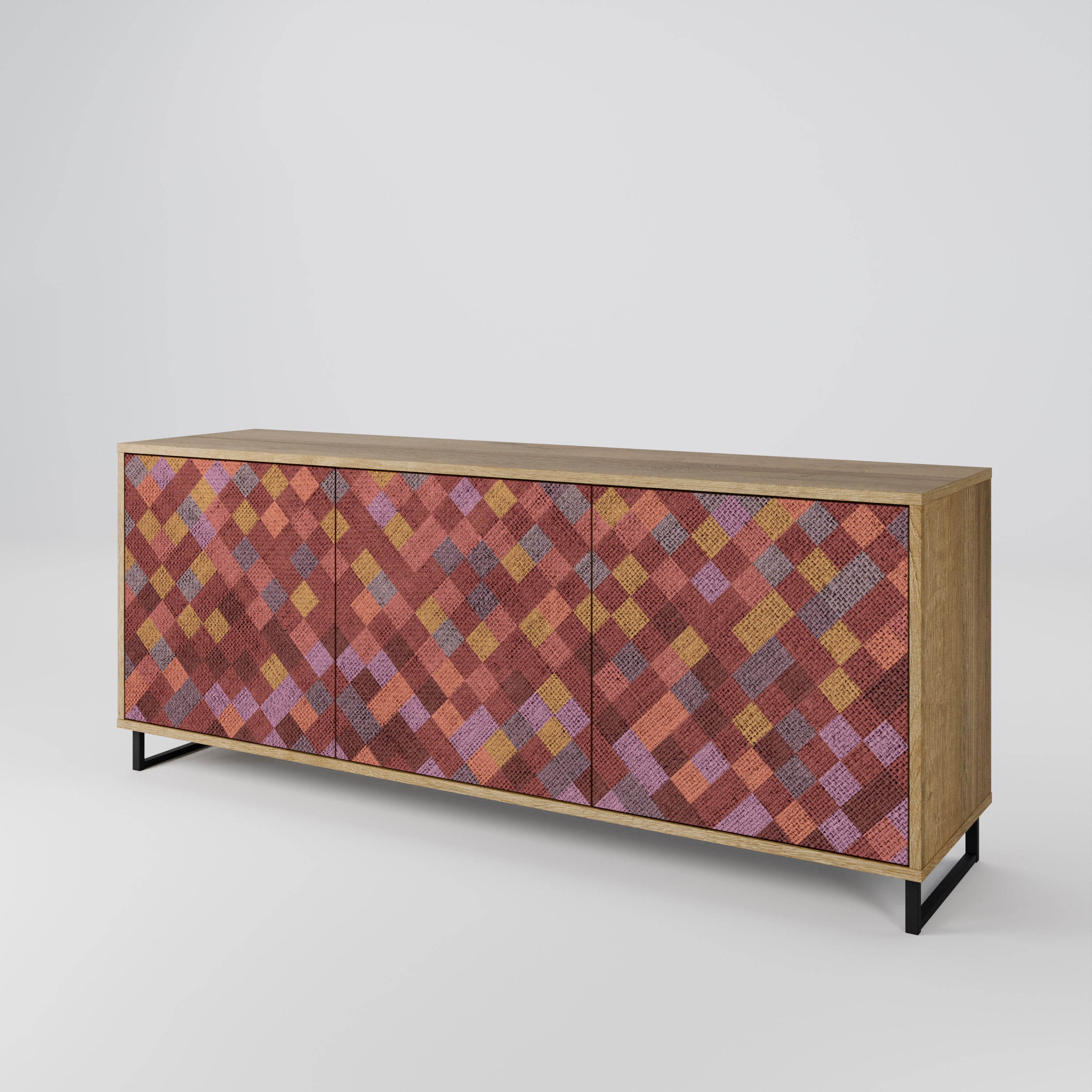 PAINTED SQUARES 3-Door Sideboard