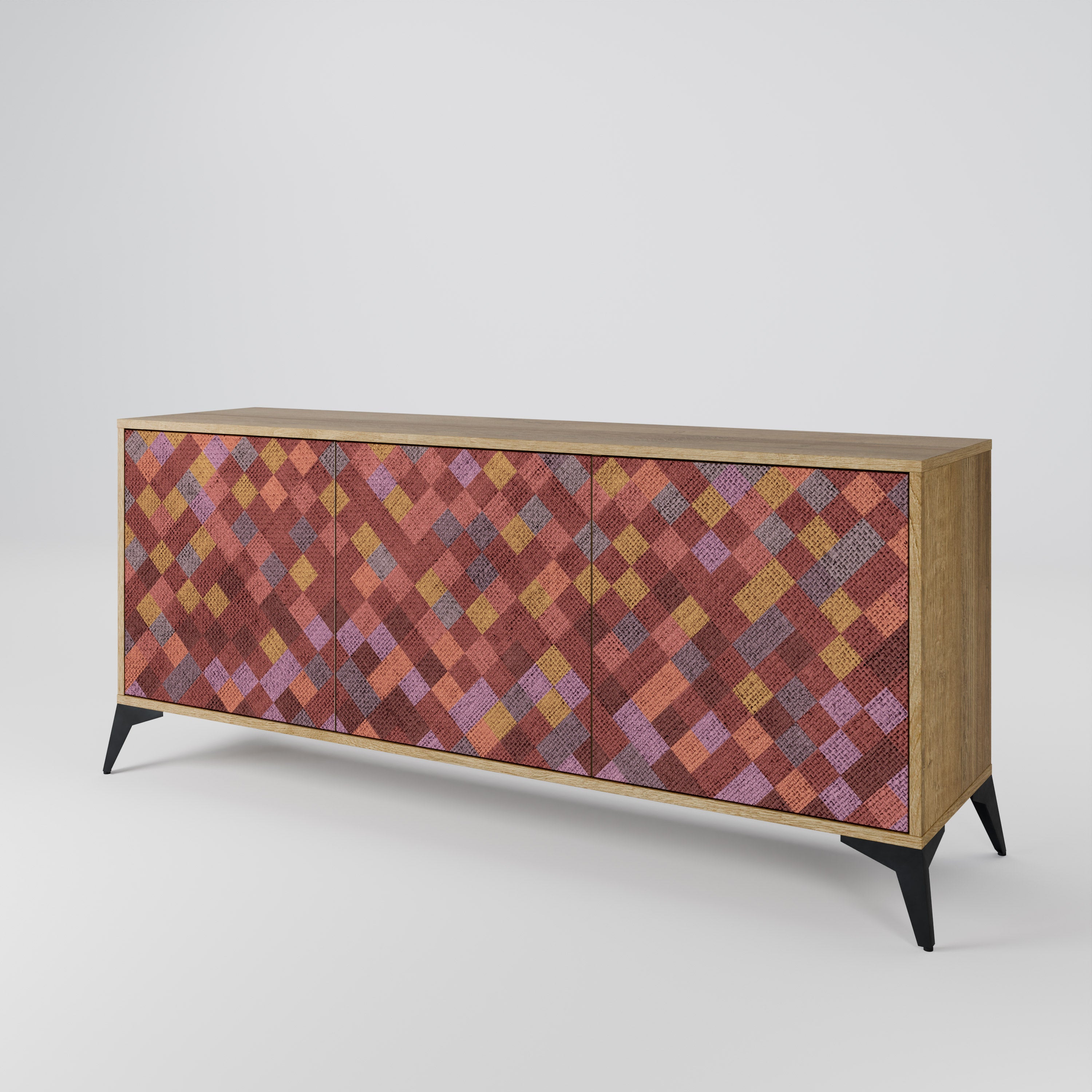 PAINTED SQUARES 3-Door Sideboard