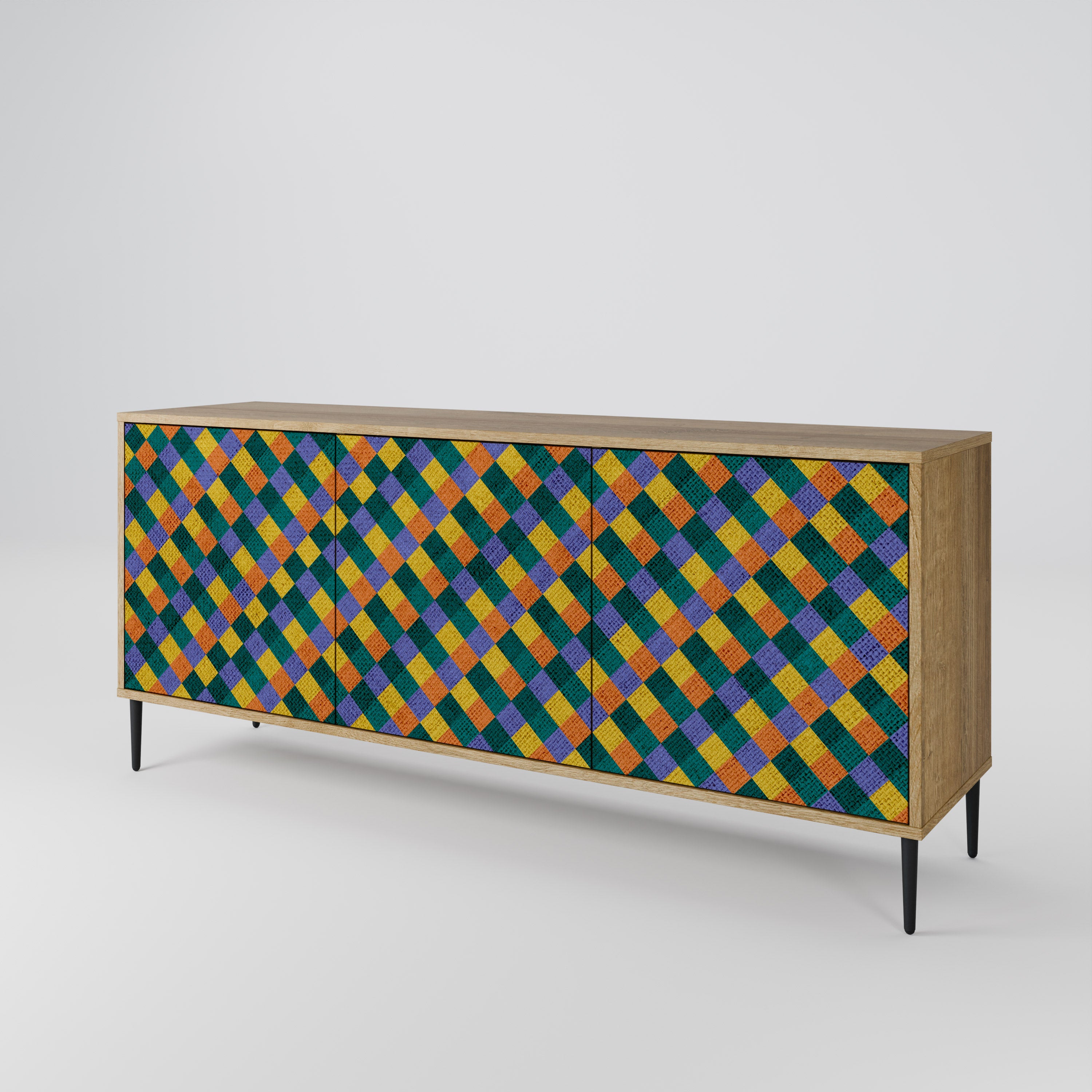 PAINTED SQUARES MIX 3-Door Sideboard