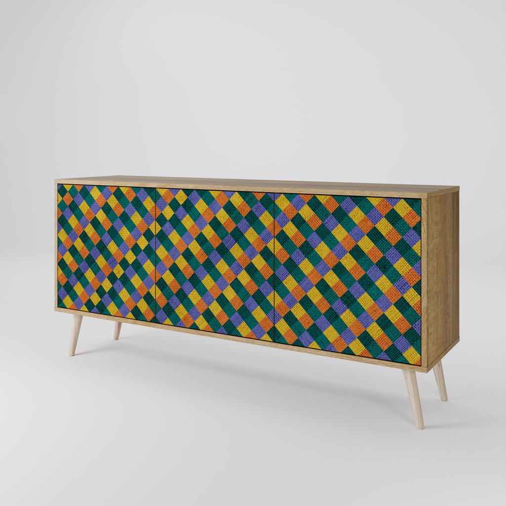 PAINTED SQUARES MIX 3-Door Sideboard
