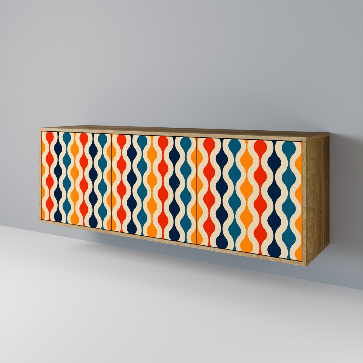 COLORFUL NOSTALGIA Skänk med tre dörrar