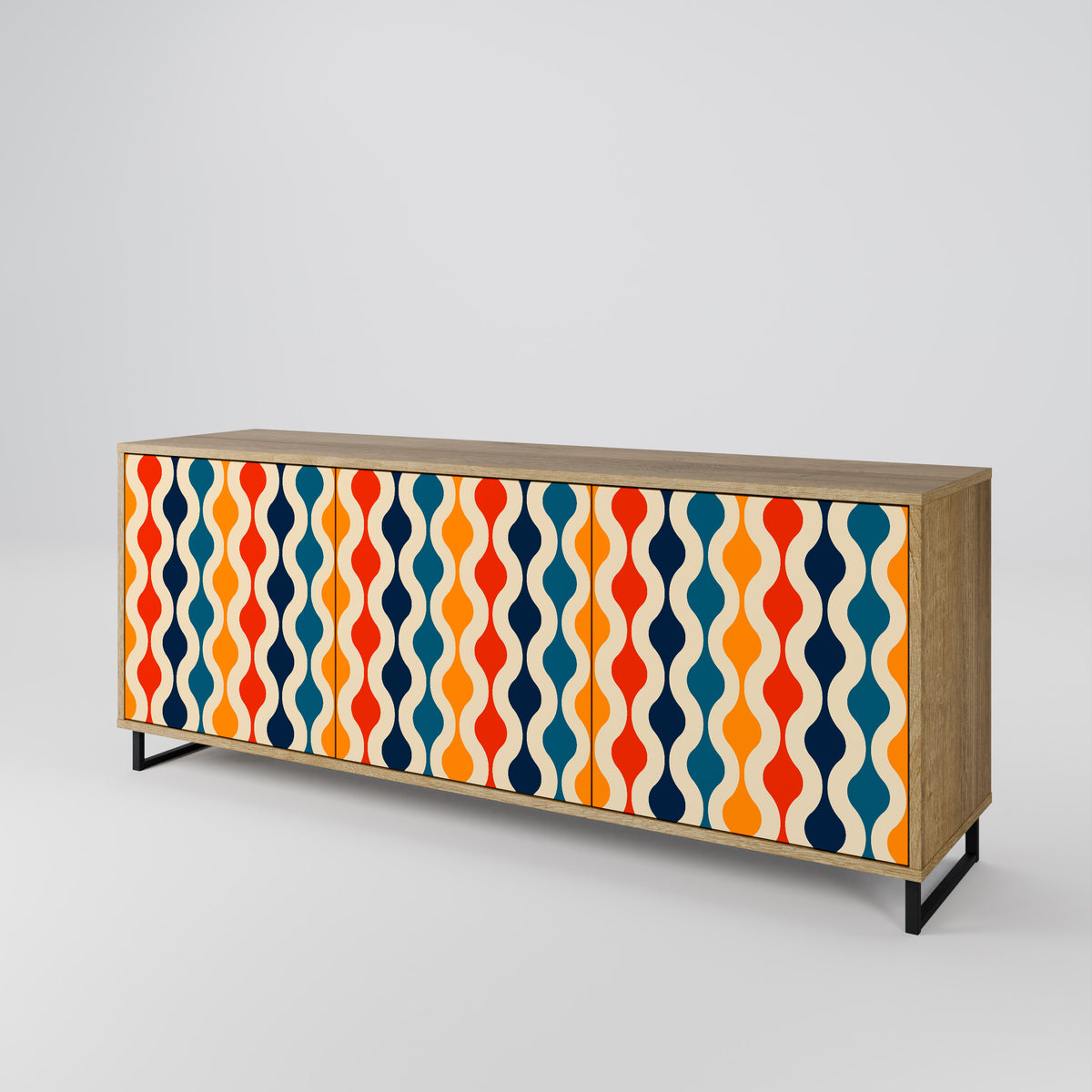 COLORFUL NOSTALGIA Skänk med tre dörrar