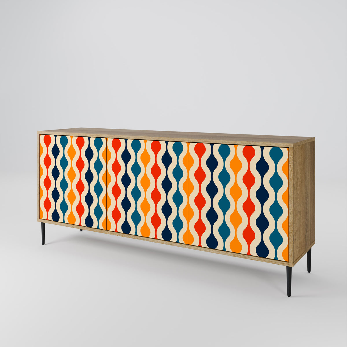 COLORFUL NOSTALGIA Skänk med tre dörrar