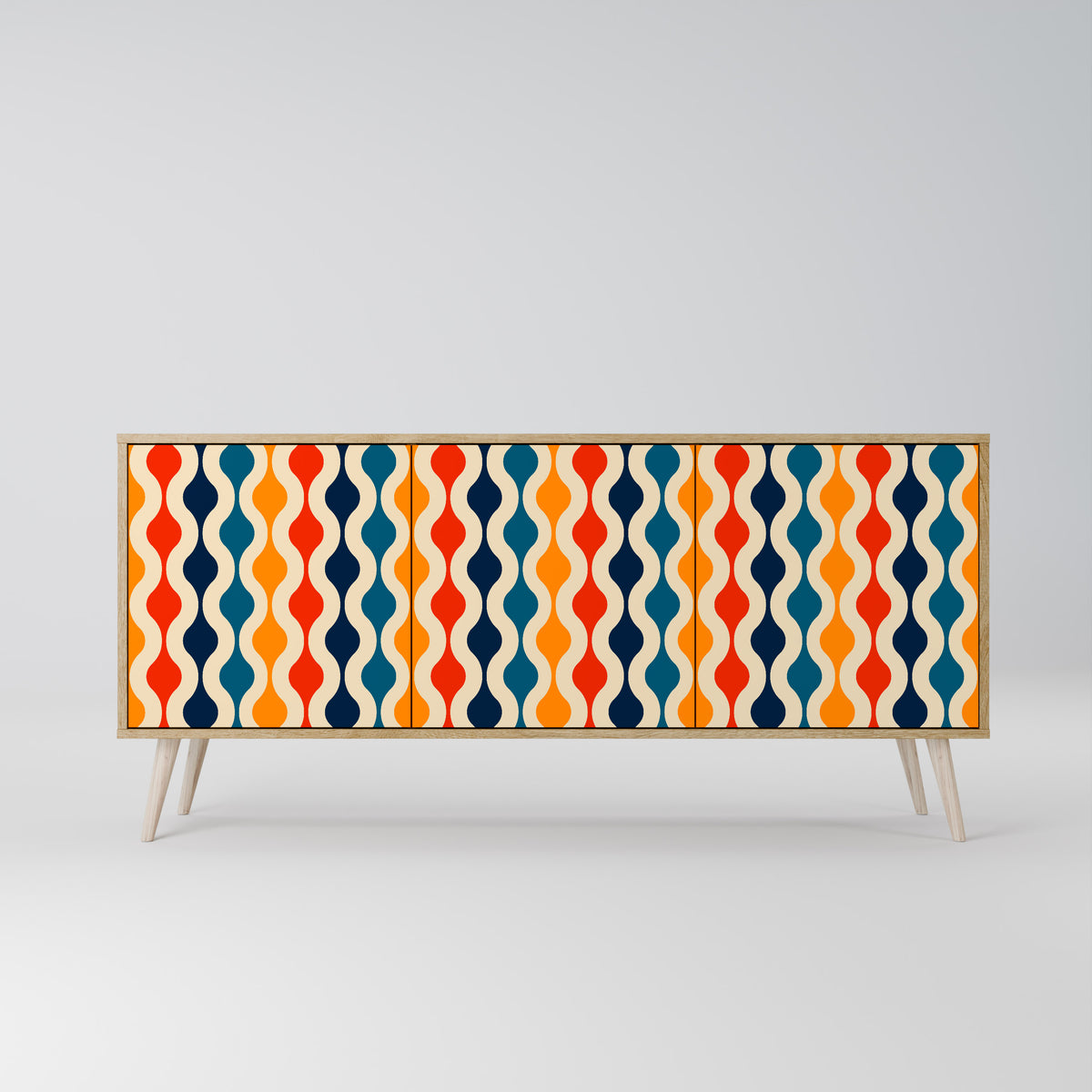 COLORFUL NOSTALGIA Skänk med tre dörrar