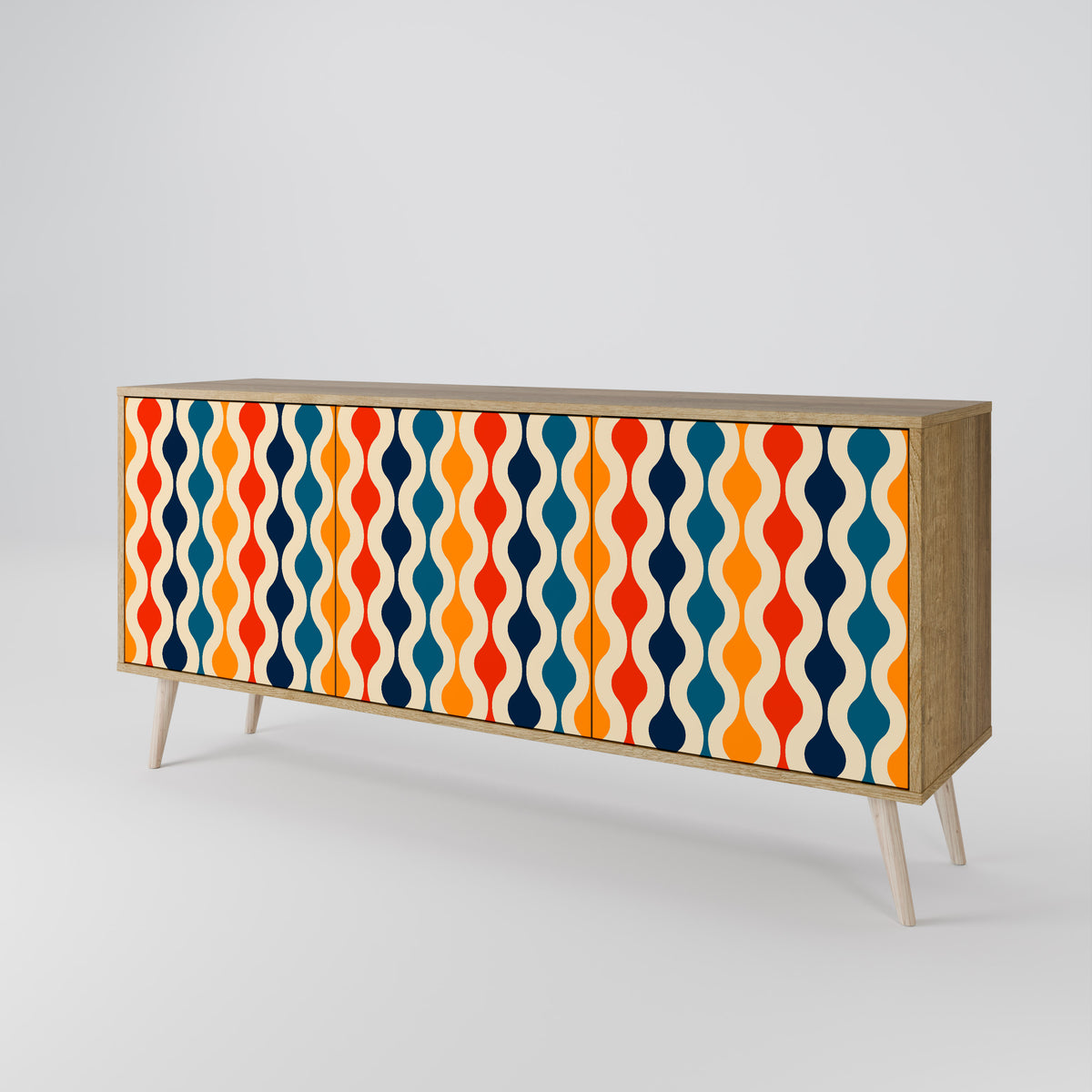 COLORFUL NOSTALGIA Skänk med tre dörrar