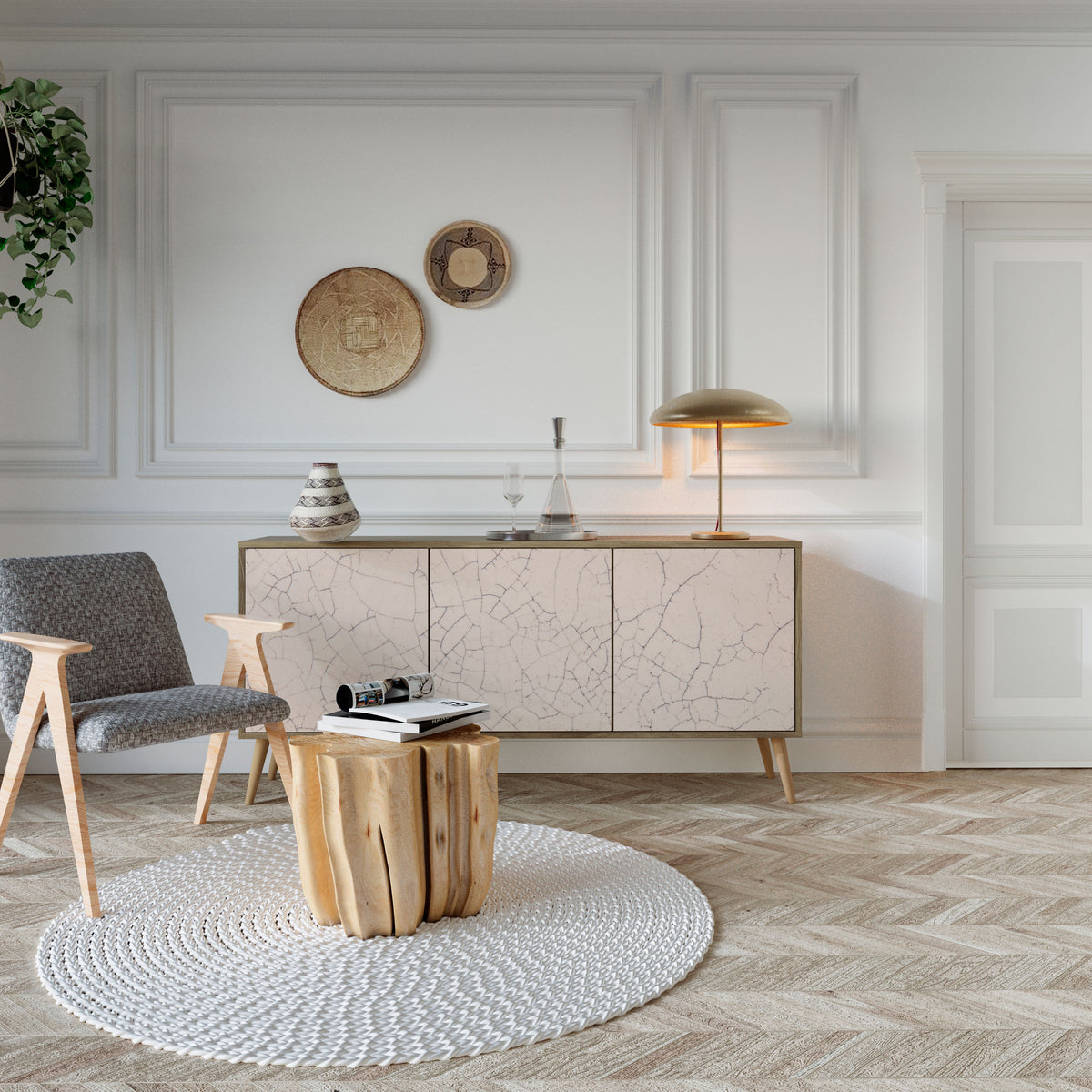 CERAMIC TEXTURE Skänk med tre dörrar