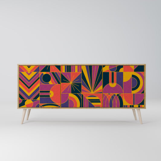 ELECTRIC PATTERNS 3-Door Sideboard in Oak Effect