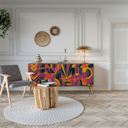 ELECTRIC PATTERNS 3-Door Sideboard in Oak Effect