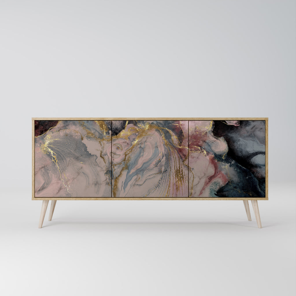 GILDED SWIRLS 3-dörrars skänk i ekeffekt