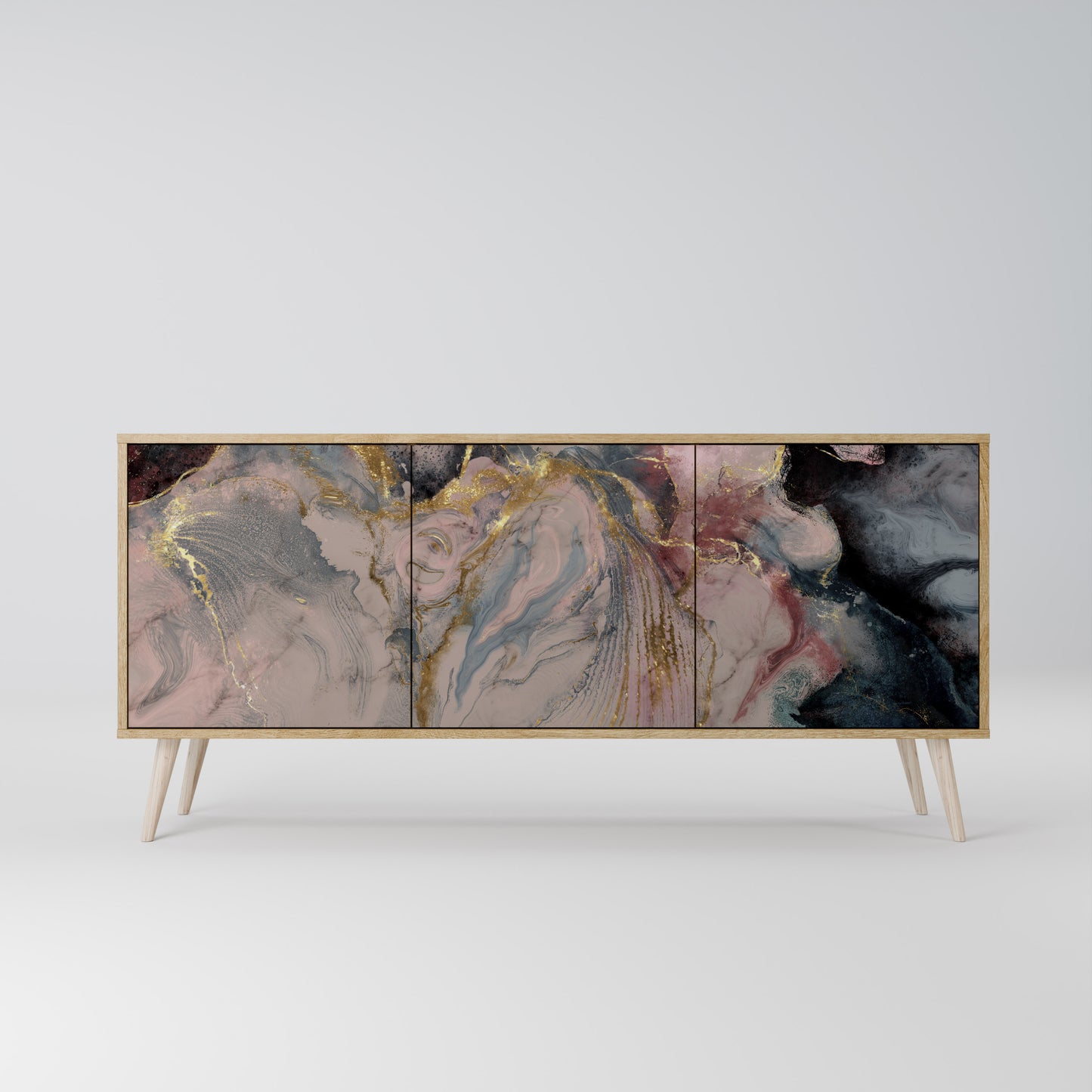 GILDED SWIRLS 3-Door Sideboard in Oak Effect