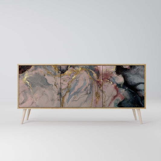 GILDED SWIRLS 3-Door Sideboard in Oak Effect