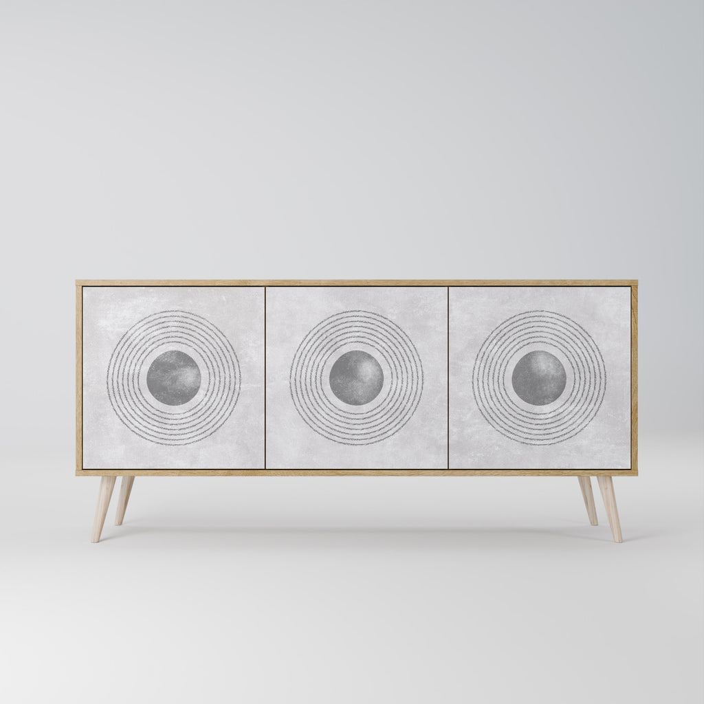 SOLID CIRCLES 3-dörrars skänk i ekeffekt