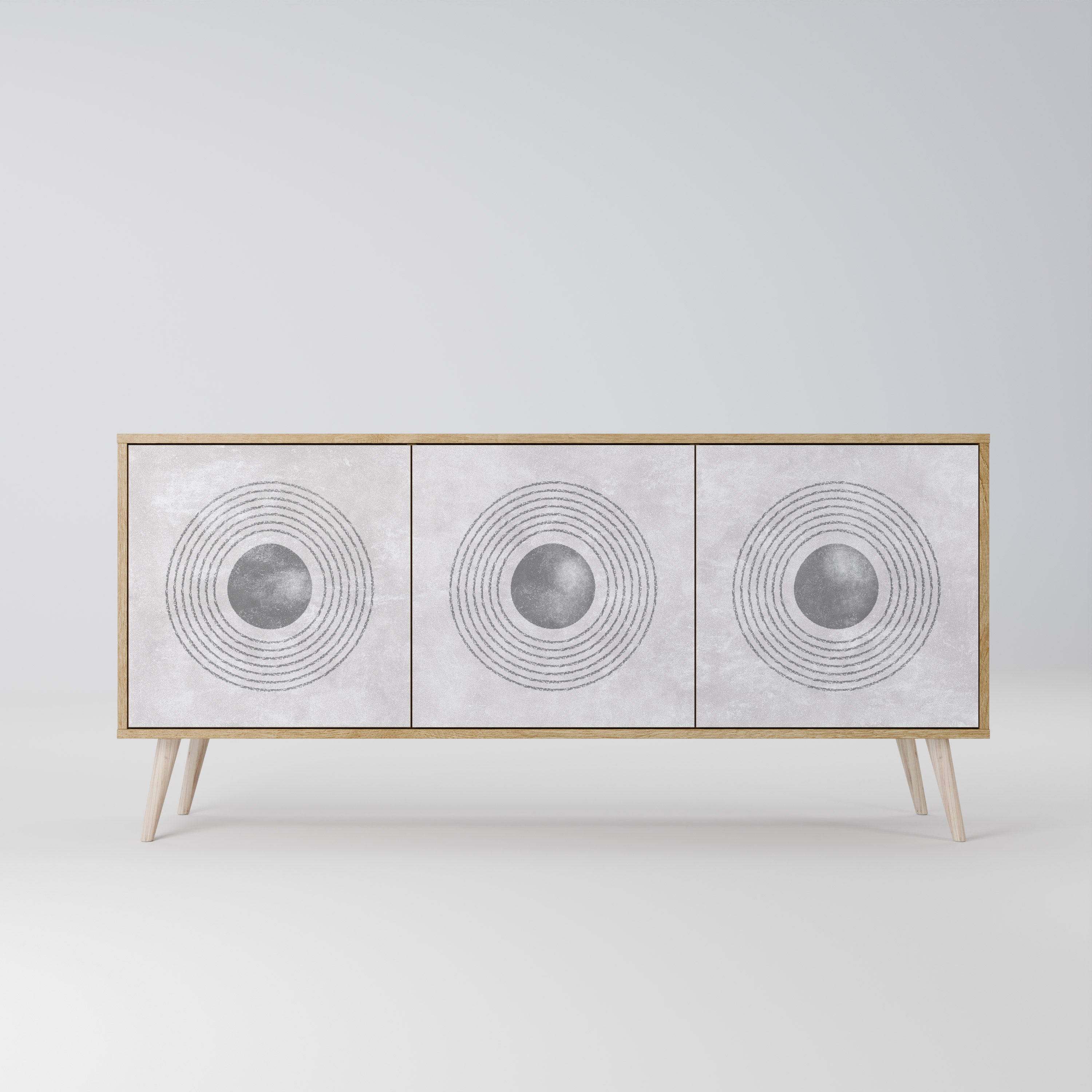 SOLID CIRCLES 3-dörrars skänk i ekeffekt