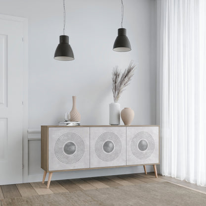 SOLID CIRCLES 3-Door Sideboard in Oak Effect