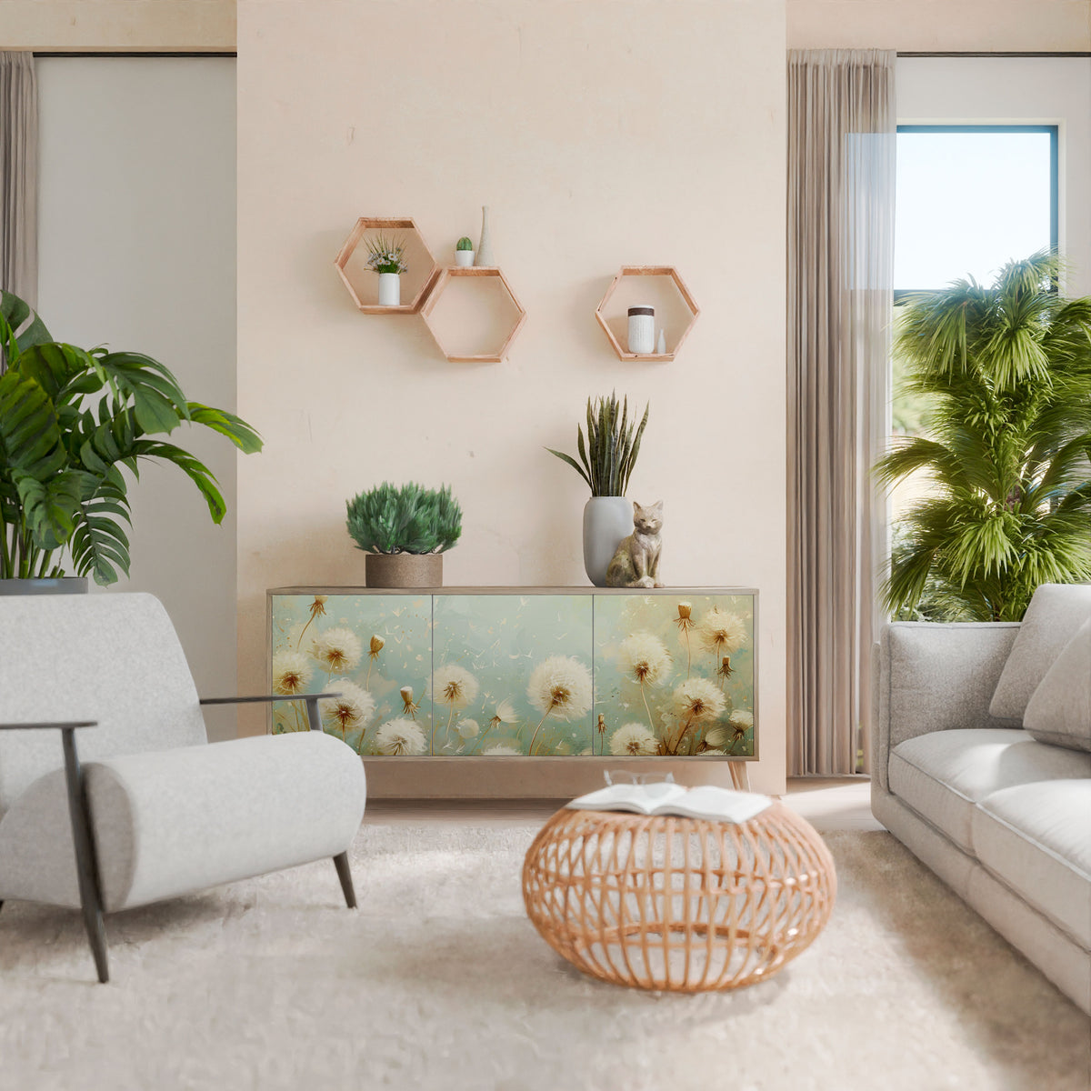 DREAMY MEADOW Skänk med tre dörrar