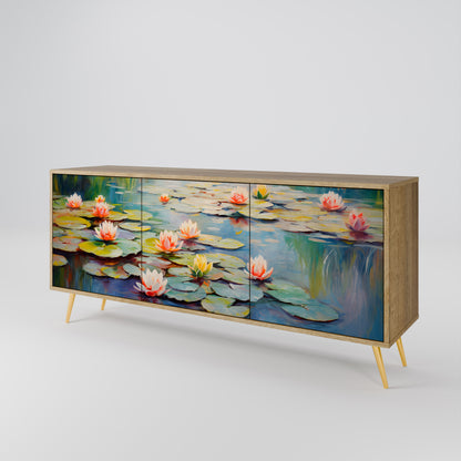 BLOOMING WATERS 3-dörrars skänk i ekeffekt