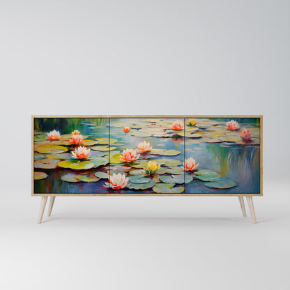 BLOOMING WATERS 3-dörrars skänk i ekeffekt