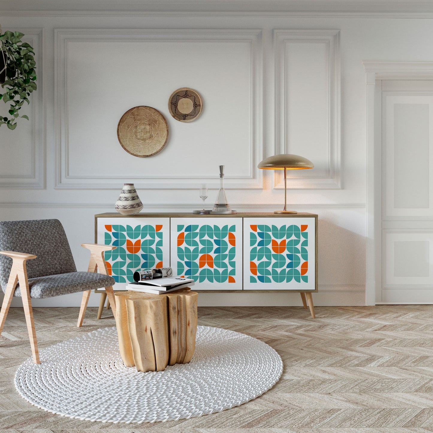 BE THE CHANGE 3-Door Sideboard in Oak Effect