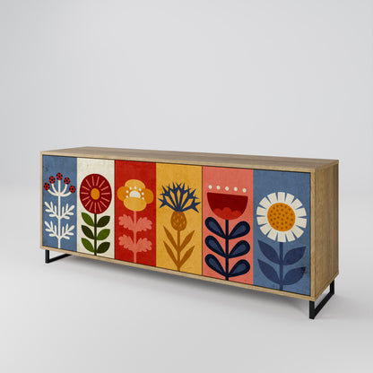 SCANDIC FLOWERET 3-Door Sideboard in Oak Effect