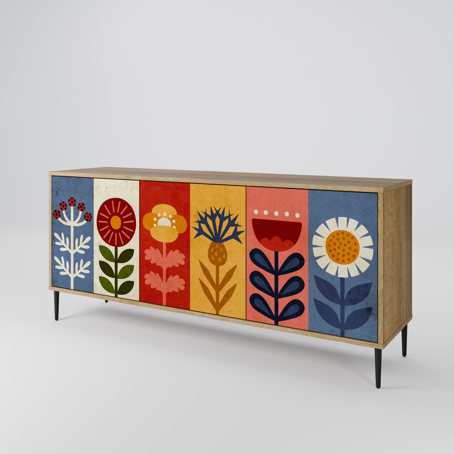SCANDIC FLOWERET 3-Door Sideboard in Oak Effect
