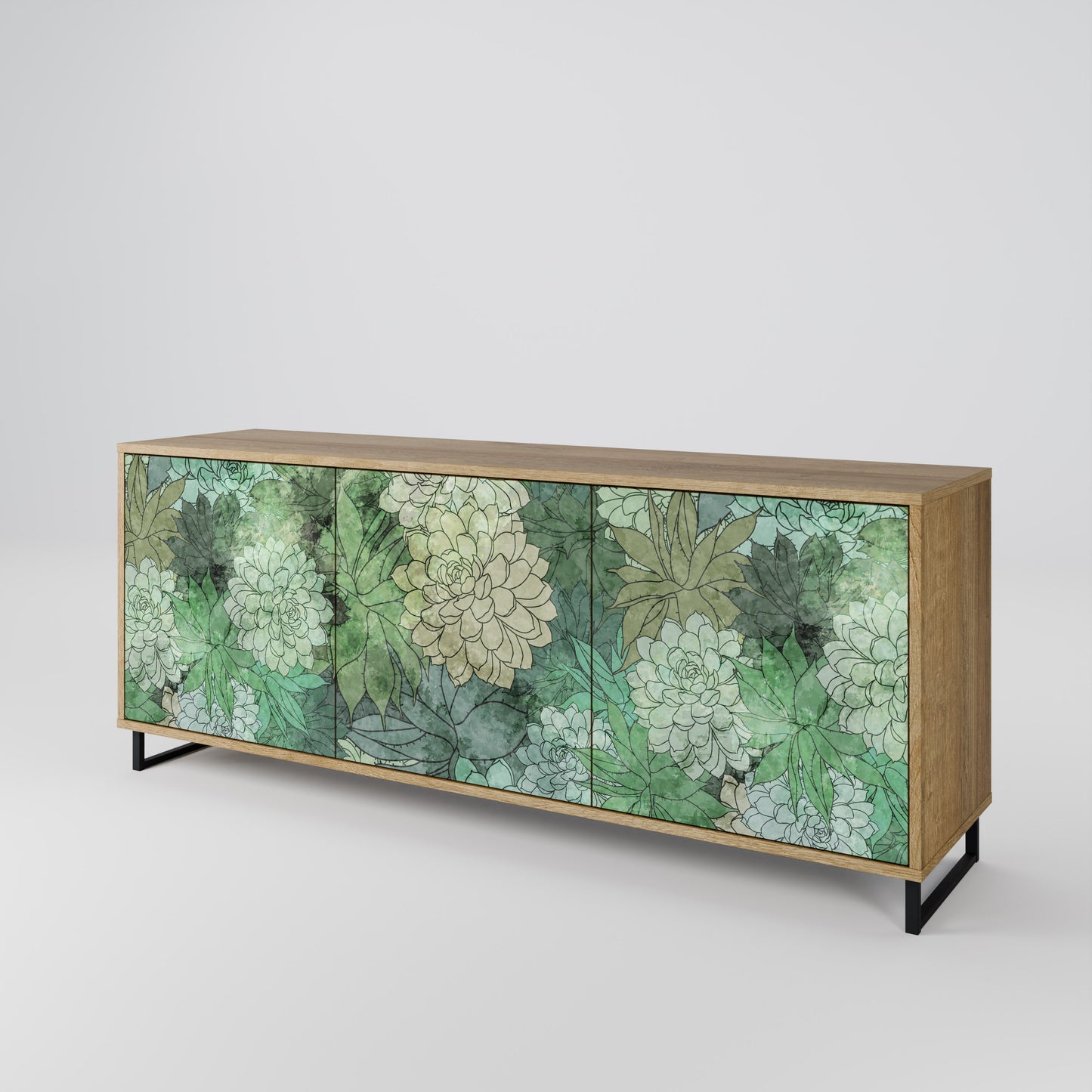 SUCCULENT CLUSTER 3-Door Sideboard in Oak Effect