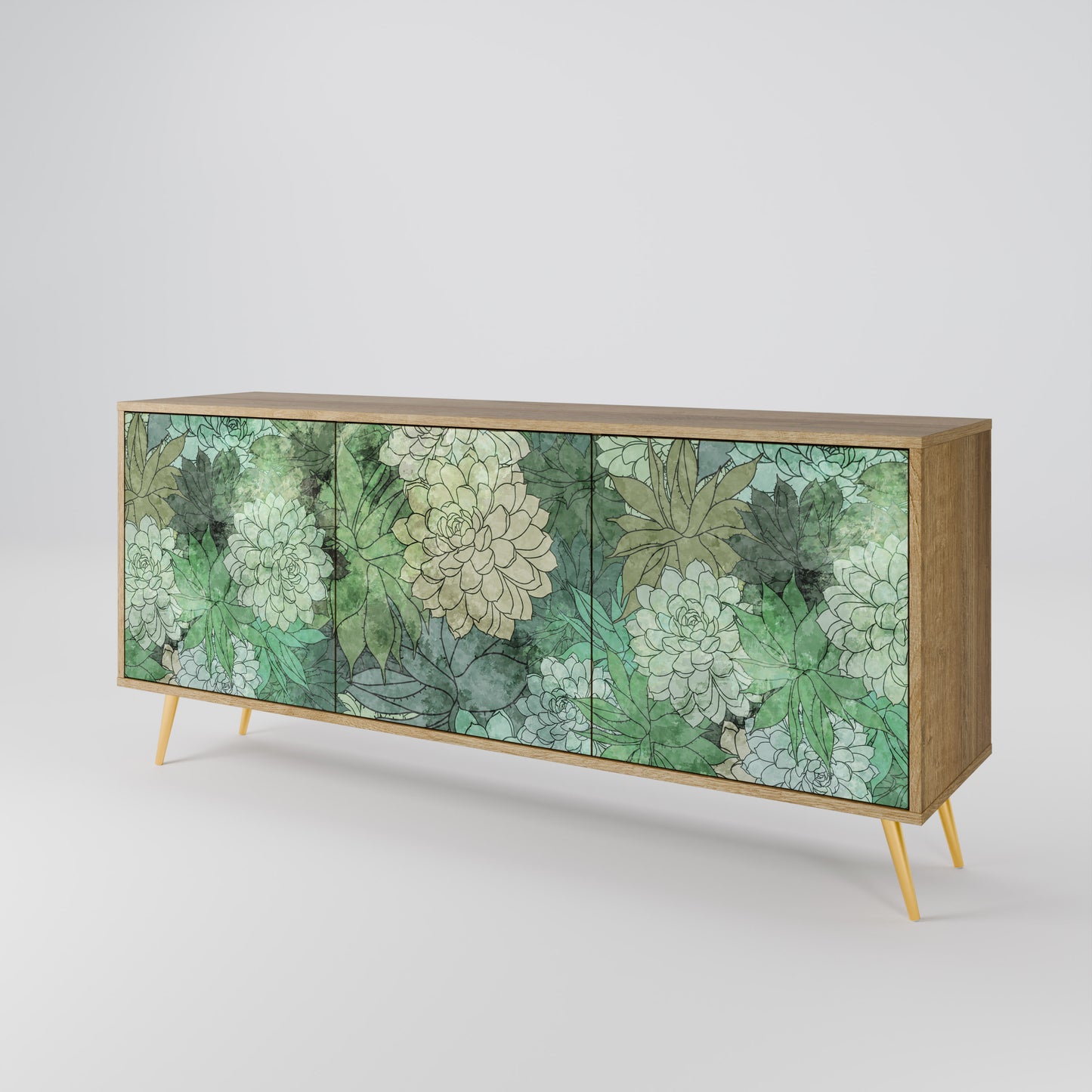 SUCCULENT CLUSTER 3-Door Sideboard in Oak Effect