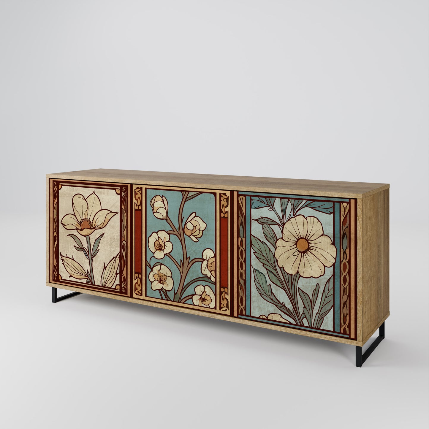 TIMELESS FLORA 3-Door Sideboard in Oak Effect