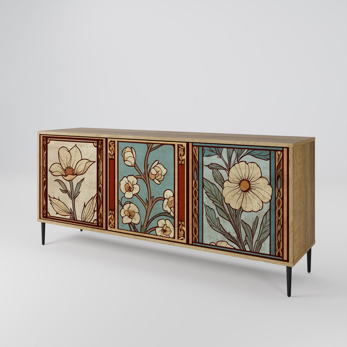 TIMELESS FLORA Skänk med tre dörrar