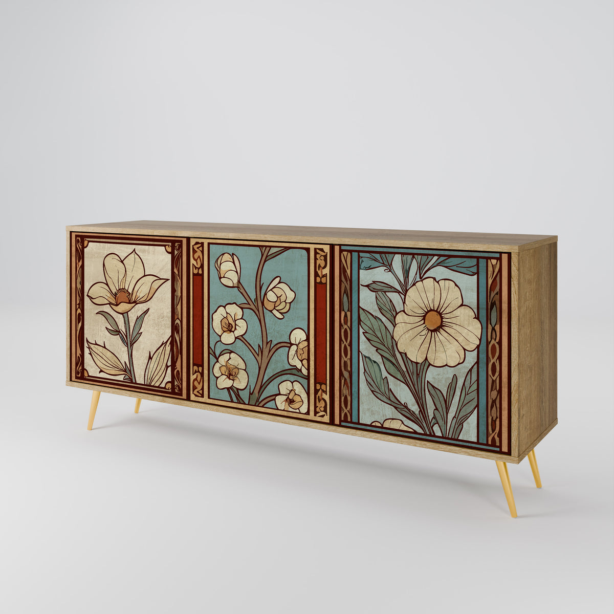 TIMELESS FLORA Skänk med tre dörrar