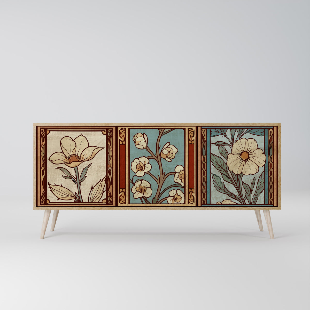 TIMELESS FLORA Skänk med tre dörrar