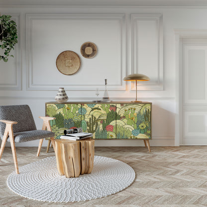 SUCCULENTS KALEIDOSCOPE 3-Door Sideboard in Oak Effect
