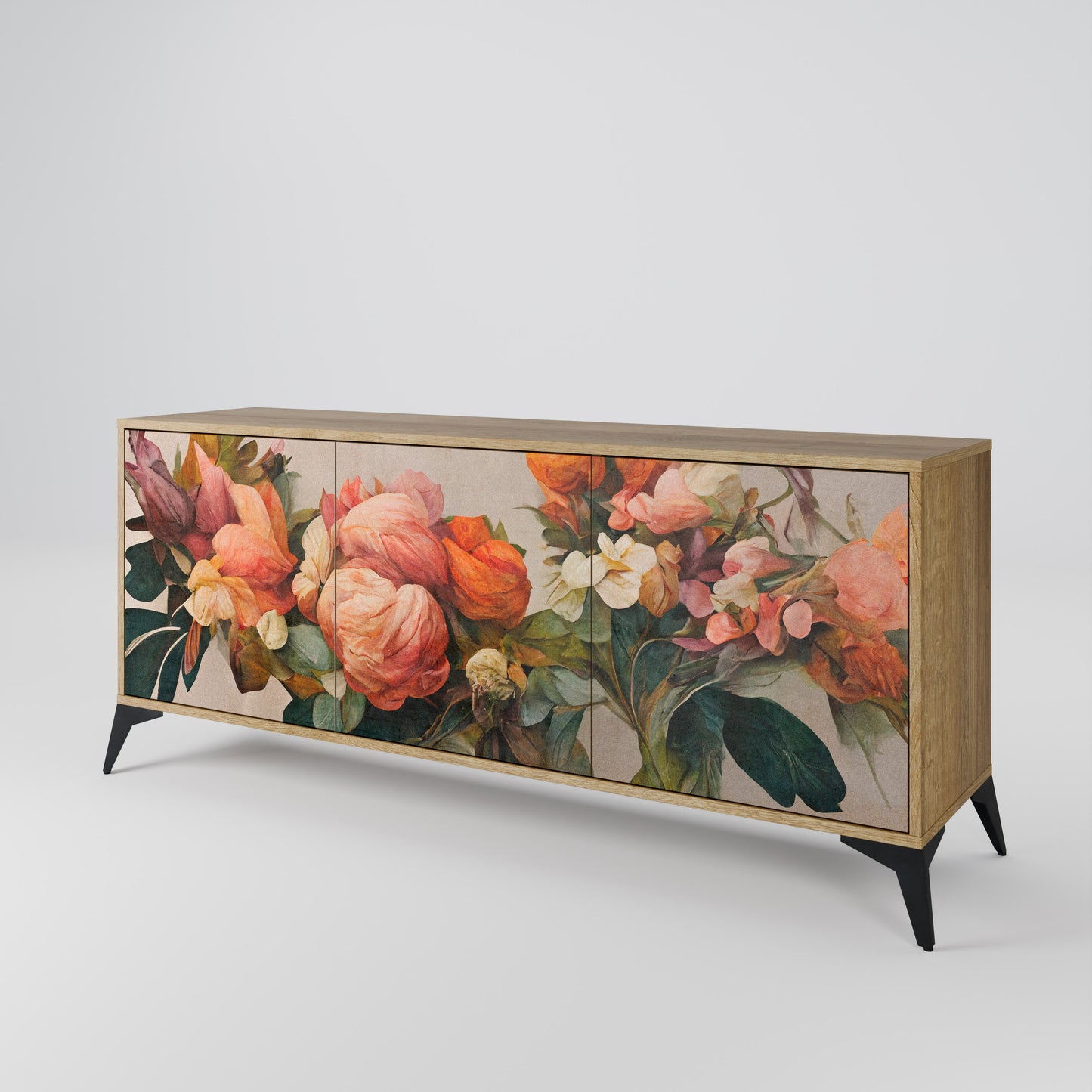STYLISH BEAUTY 3-Door Sideboard in Oak Effect