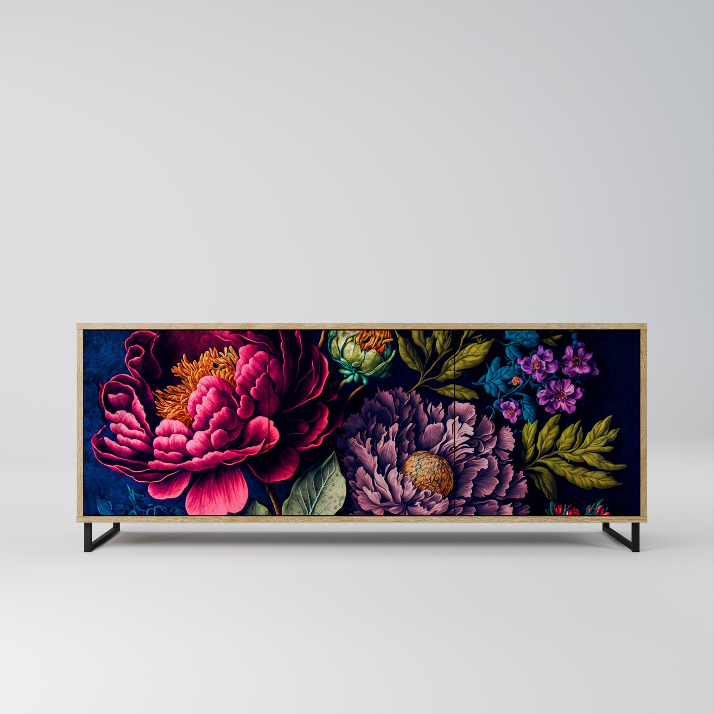 BLOOMING ELEGANCE 3-Door Sideboard in Oak Effect