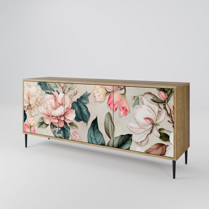 FLORAL GRACE 3-Door Sideboard in Oak Effect