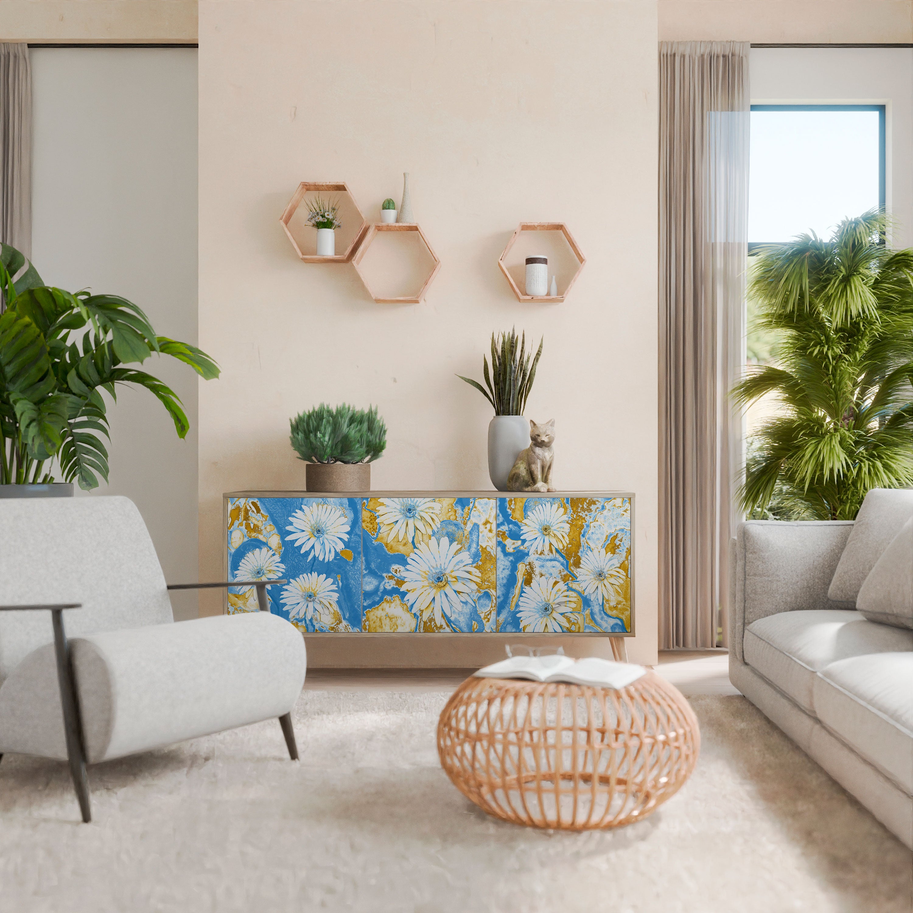 DAISY LUXE 3-dörrars skänk i ekeffekt