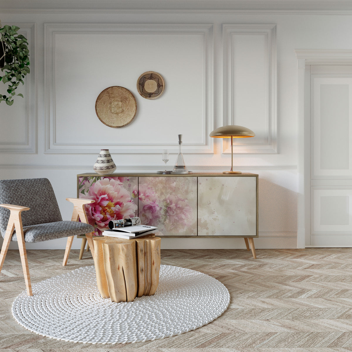 PEONY WHISPER Skänk med tre dörrar