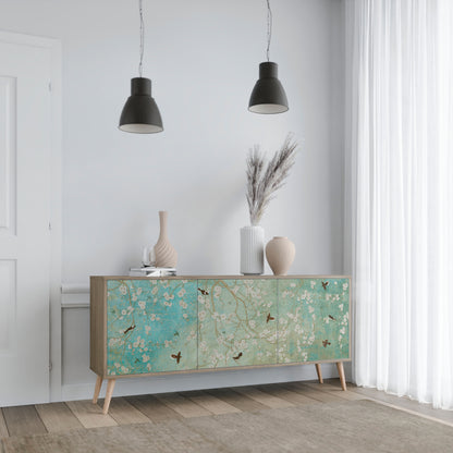 BLOOMING CHARM 3-Door Sideboard in Oak Effect