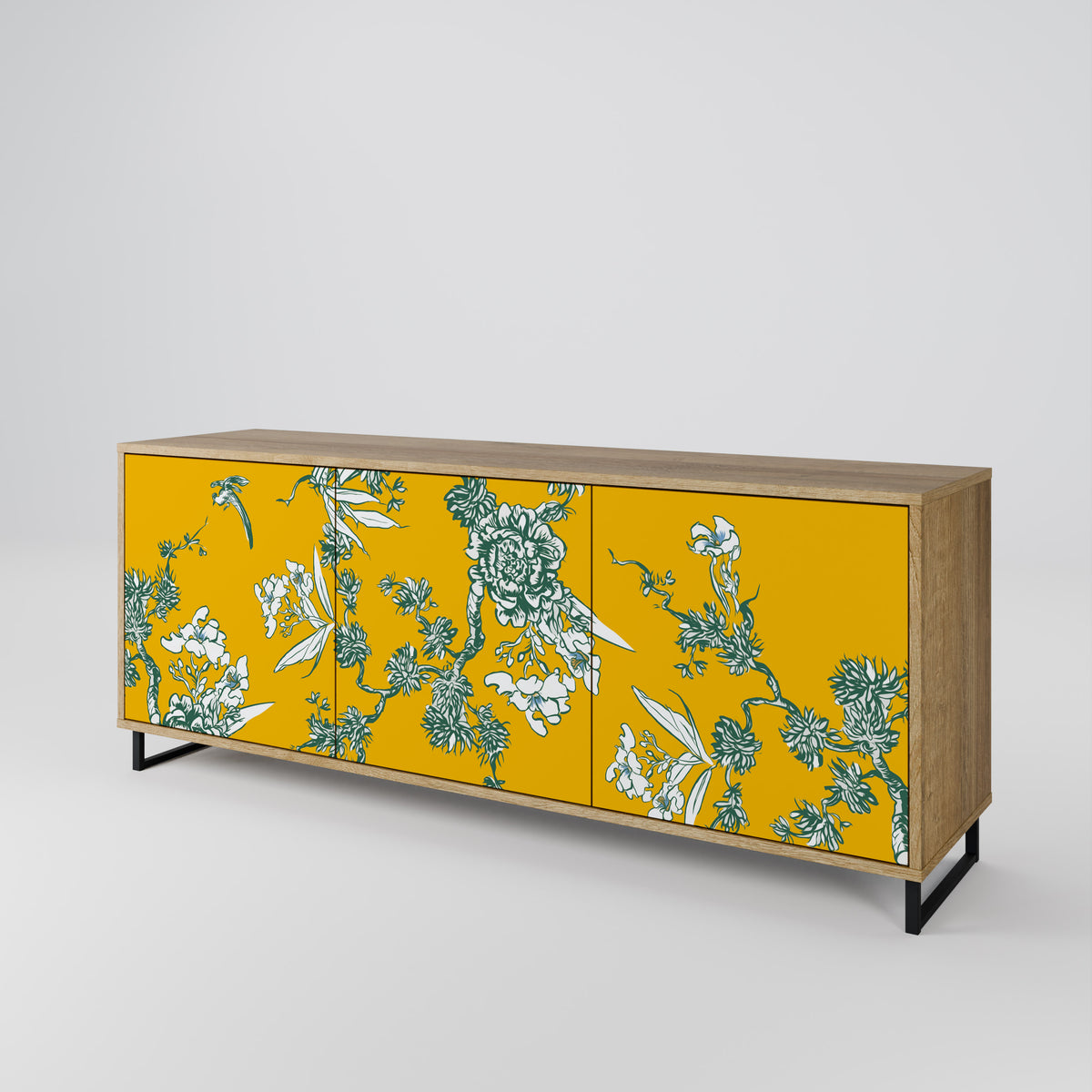YELLOW CHINOISERIE Skänk med tre dörrar