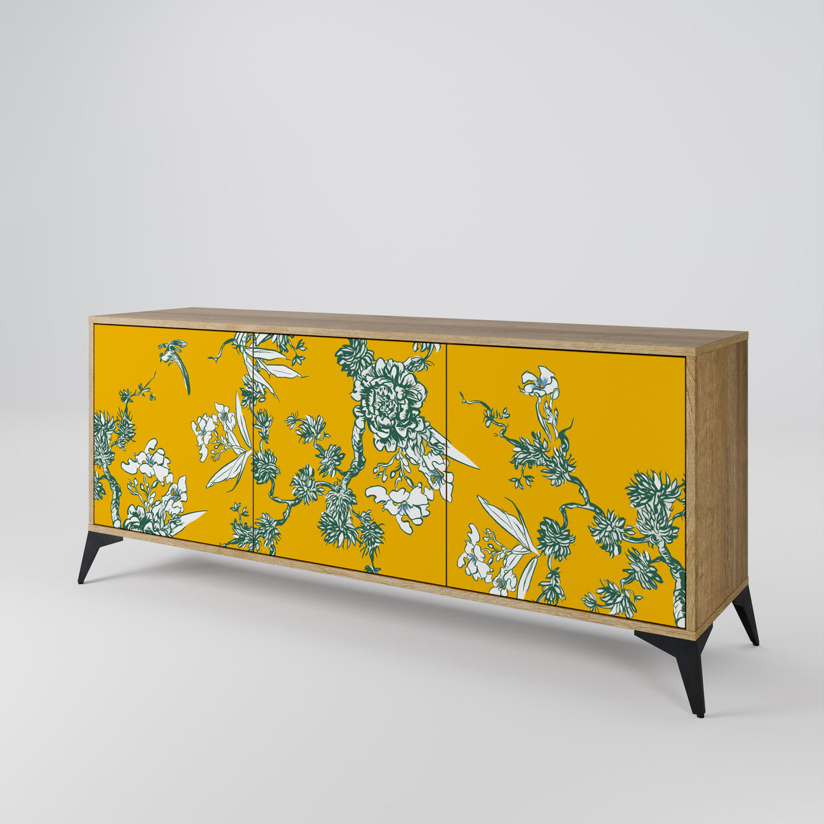YELLOW CHINOISERIE Skänk med tre dörrar