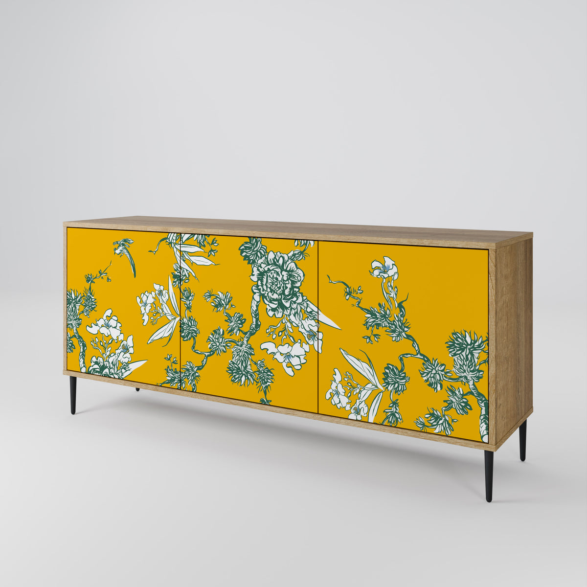 YELLOW CHINOISERIE Skänk med tre dörrar