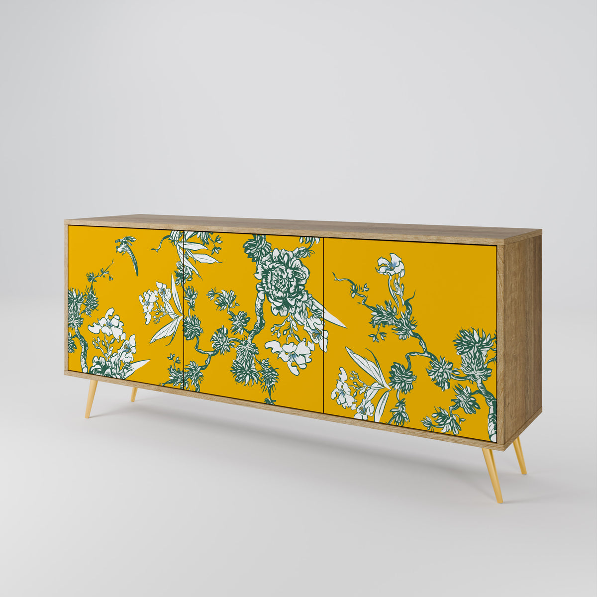 YELLOW CHINOISERIE Skänk med tre dörrar