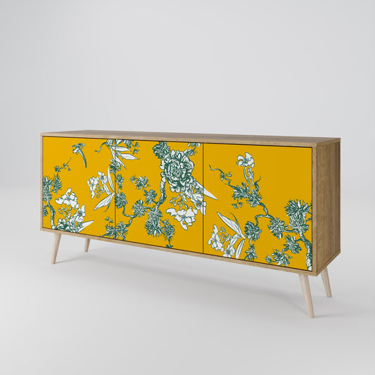 YELLOW CHINOISERIE Skänk med tre dörrar