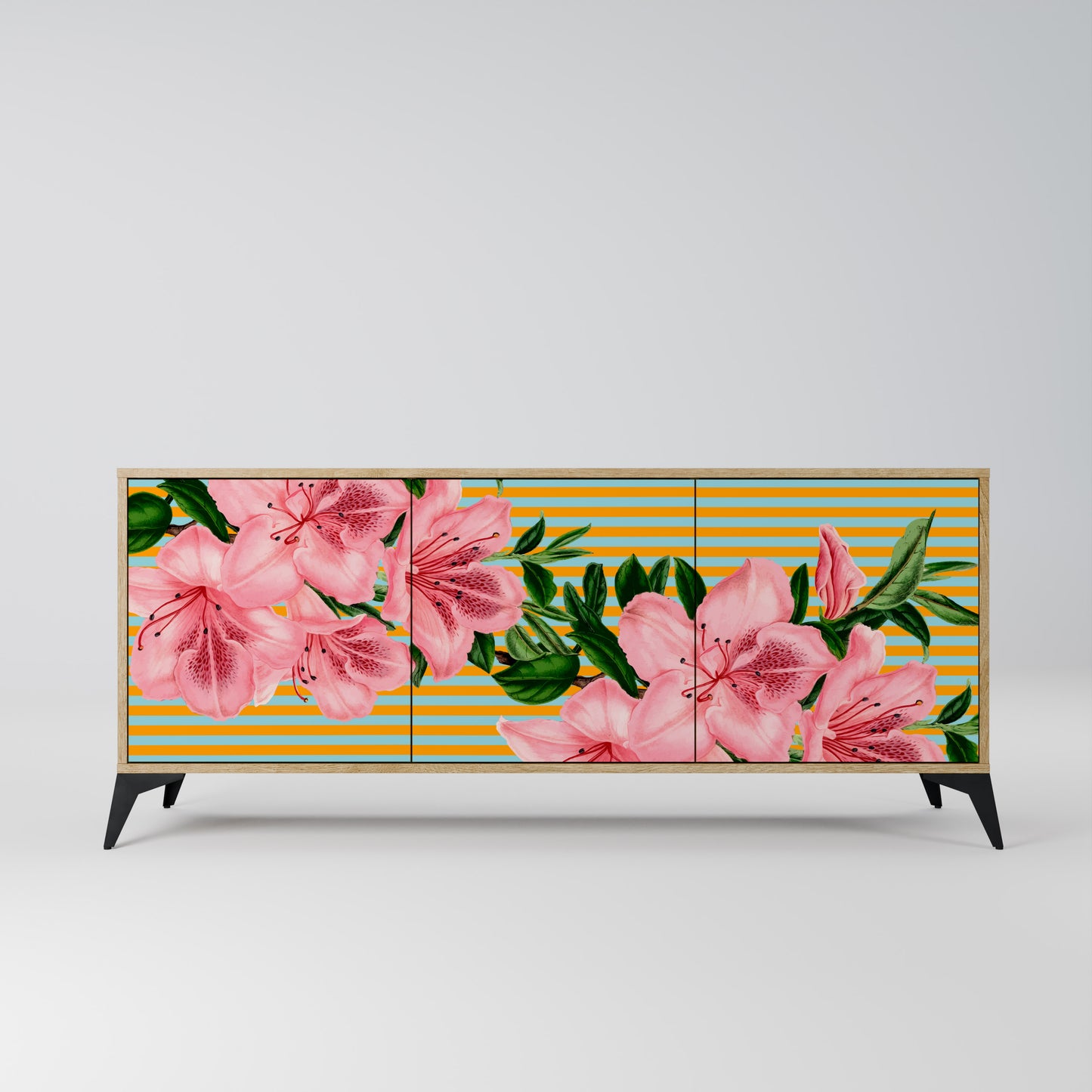 FRAGILE BEAUTY 3-Door Sideboard in Oak Effect
