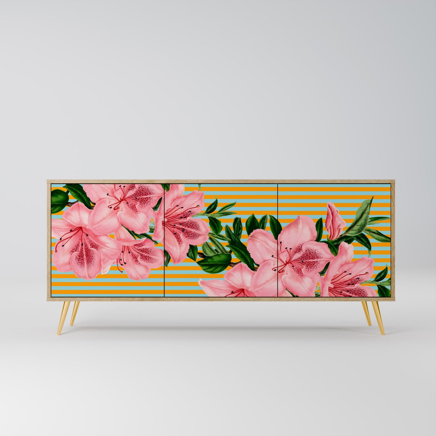 FRAGILE BEAUTY 3-Door Sideboard in Oak Effect
