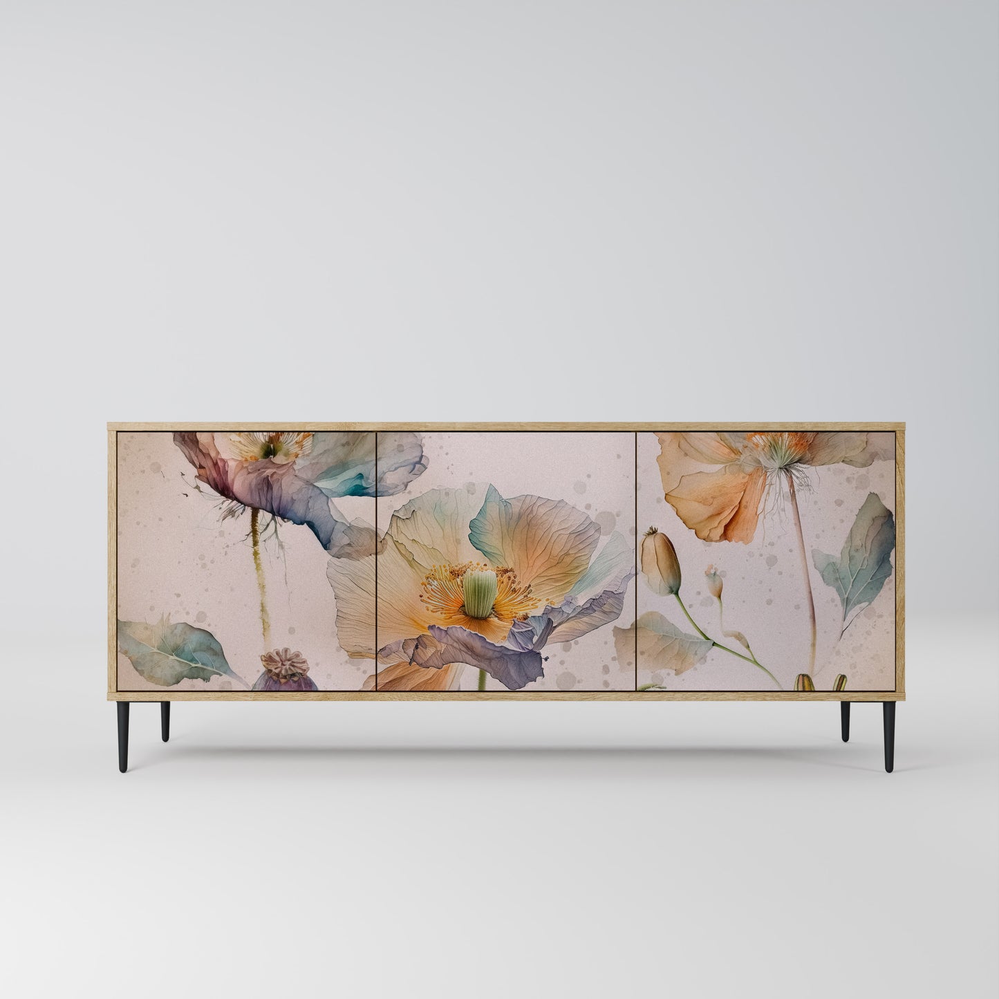 SOFTEN POPPY 3-Door Sideboard in Oak Effect