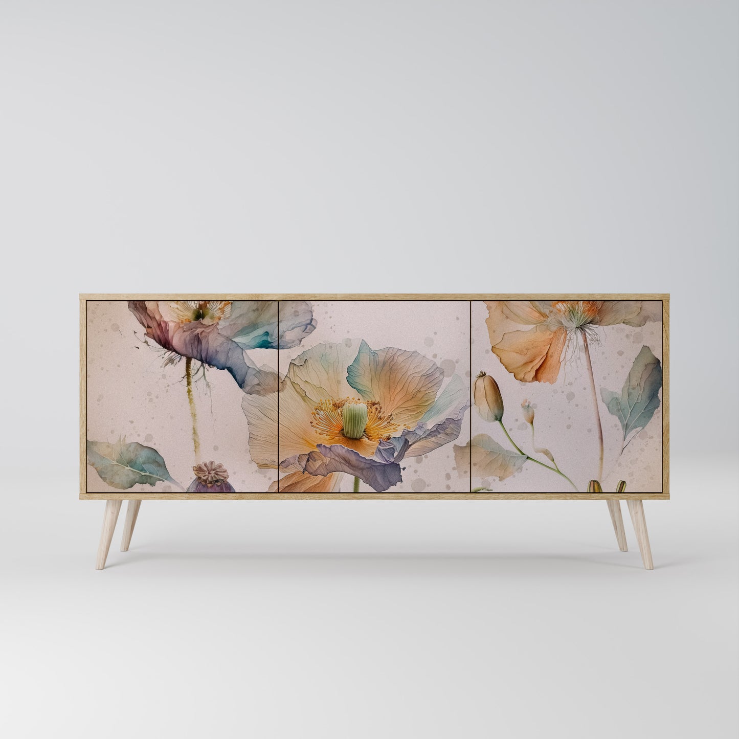 SOFTEN POPPY 3-Door Sideboard in Oak Effect