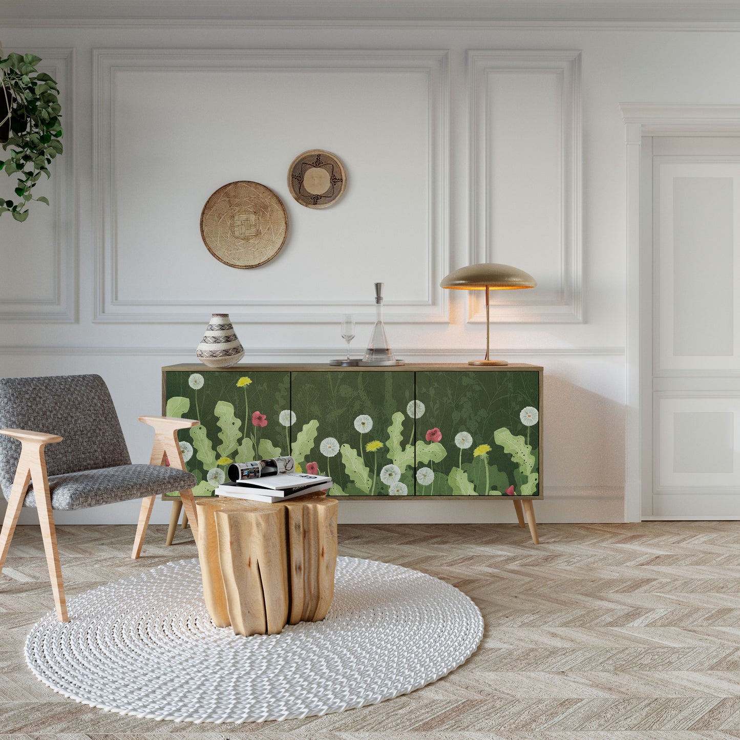 DANDELION AMUSE 3-dörrars skänk i ekeffekt