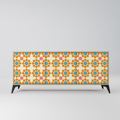 FLORAL DECOR 3-Door Sideboard in Oak Effect